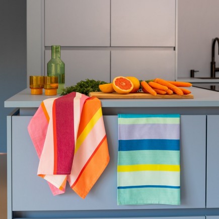 Torchons de cuisine colores rayes Remember set de 2