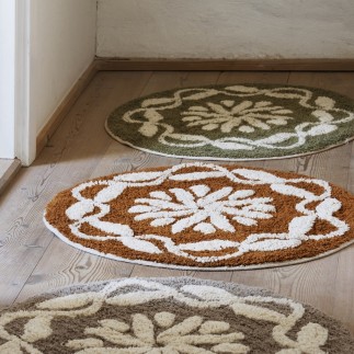 Petit tapis salle de bains rond coton tufte motif Madam Stoltz