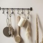 barre murale 6 crochets rangement cuisine metal noir ib laursen