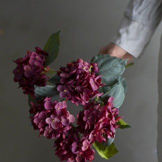 tige de fleurs artificielles hortensia rouge bloomingville