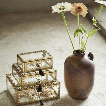 Coffret a bijoux verre metal laiton Madam Stoltz