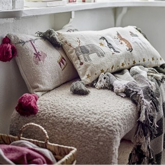 plaid coton recycle vert rayures bloomingville jodina