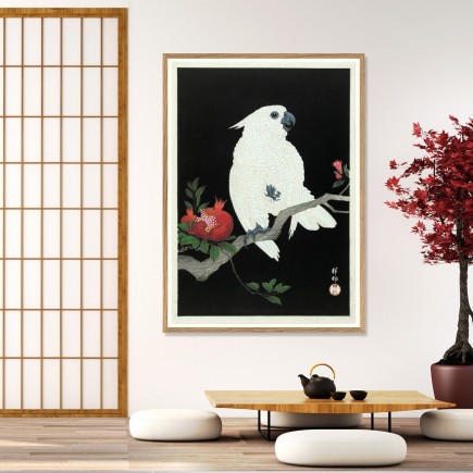 affiche ukiyo japonaise peroquet the dybdahl cockatoo pomegranate