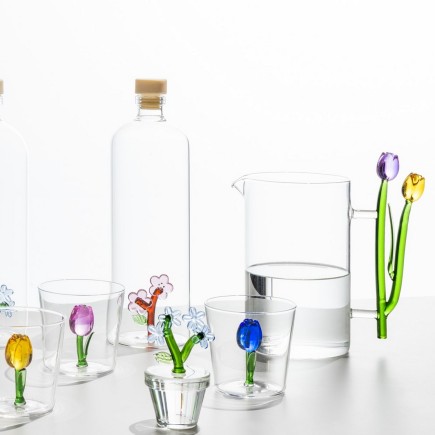 Carafe a eau verre fleurs tulipes Ichendorf Milano Botanica Tulips