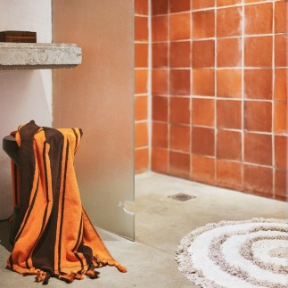 Tapis rond coton tufté rayures HKliving