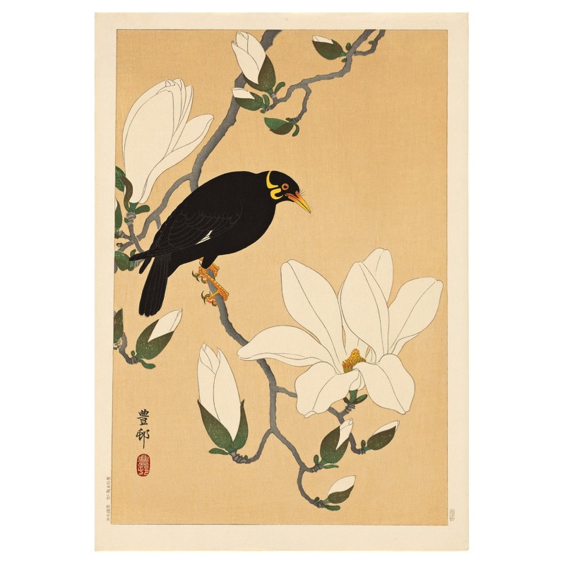 Affiche ancienne japonaise oiseau Ohara Koson The Dybdahl