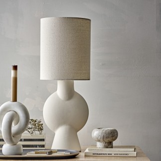 lampe a poser chic gres creme ecru abat jour lin bloomingville sergio