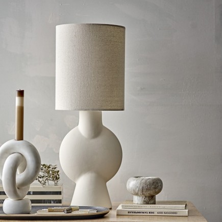 lampe a poser chic gres creme ecru abat jour lin bloomingville sergio