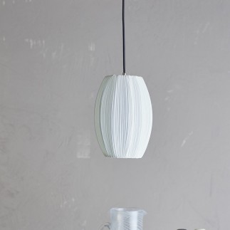 Lampe suspension tissu blanc texture Bloomingville Pica