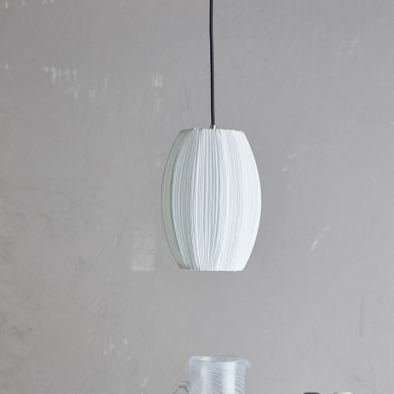 Lampe suspension tissu blanc texture Bloomingville Pica