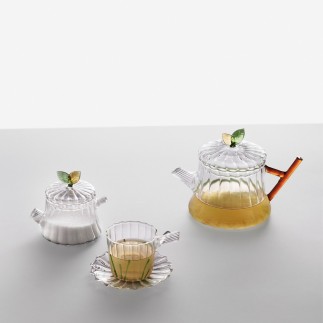 Théière verre feuille sculptée Ichendorf GREENWOOD