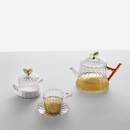 Théière verre feuille sculptée Ichendorf GREENWOOD