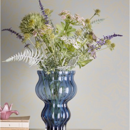 Vase verre chic elegant organique bleu Bloomingville ZANNA