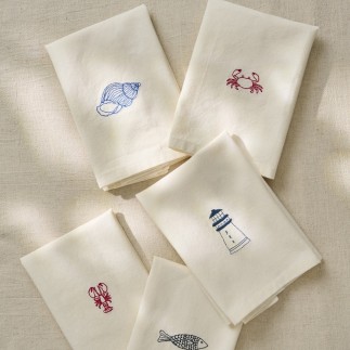 Serviette de table broderie crabe coton IB Laursen ATLANTIS