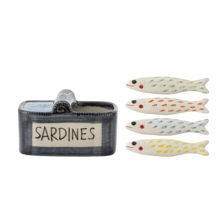 Repose couteau poisson sardine gres Bloomingville set de 5