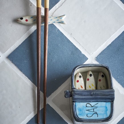 Repose couteau poisson sardine gres Bloomingville set de 5