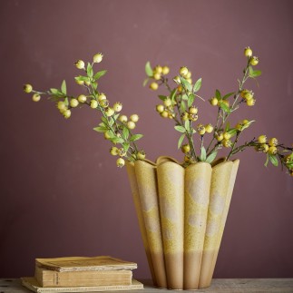 Vase ondule sculptural gres jaune Bloomingville PENN