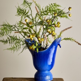 Vase gres design bleu paon Bloomingville WYLIE
