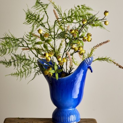 Vase gres design bleu paon Bloomingville WYLIE