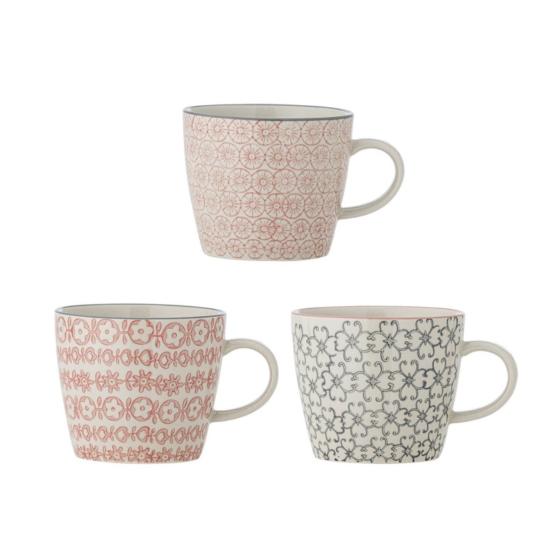 Mug floral gres Bloomingville Cecile set de 3
