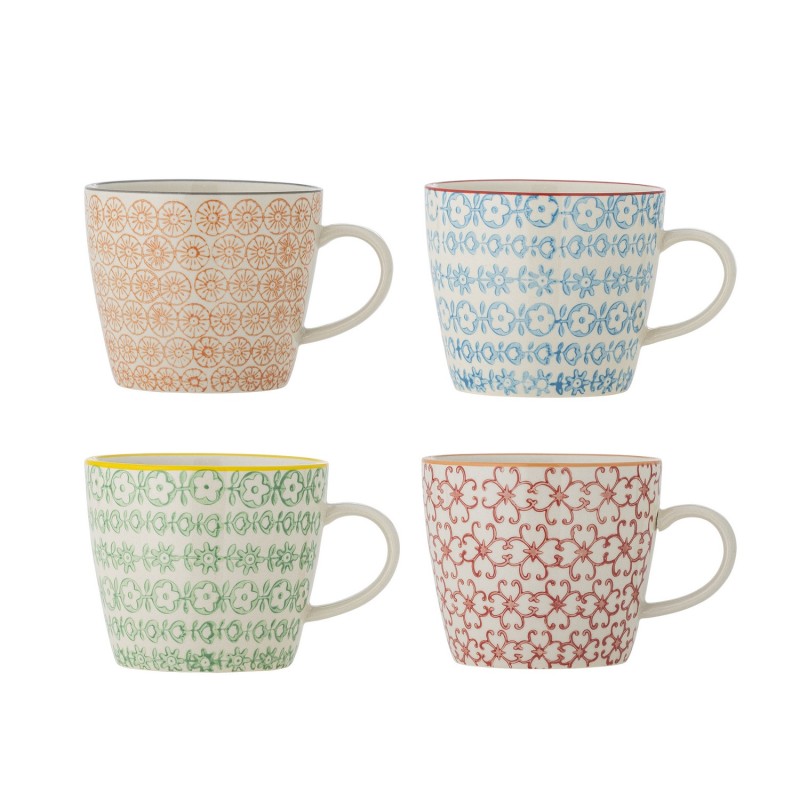 Mug motif floral gres Bloomingville Carla set de 4