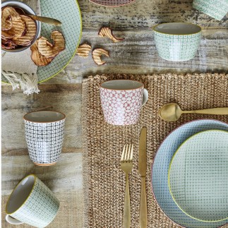 Mug motif floral gres Bloomingville Carla set de 4