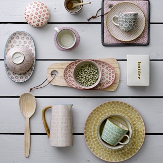 Mug motif floral gres Bloomingville Carla set de 4
