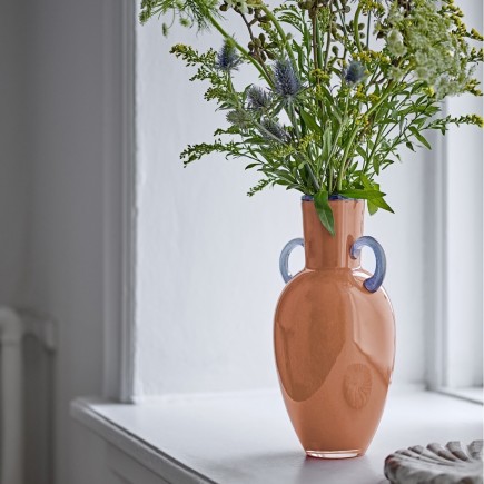 Vase design verre orange corail Bloomingville Anniversary