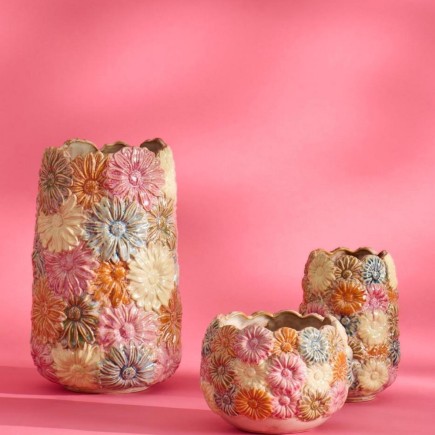 Vase gres motif fleurs multicolore ib laursen