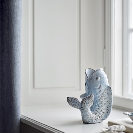 vase poisson bleu gres bloomingville hiro