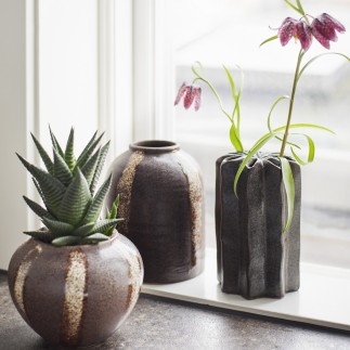 vase boule rond gres marron brun madam stoltz