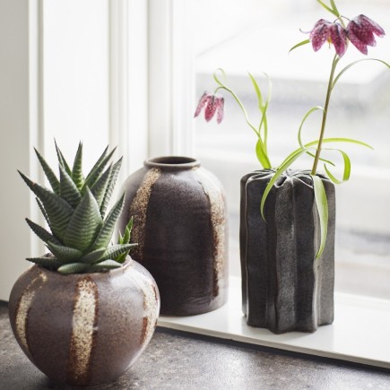 vase boule rond gres marron brun madam stoltz