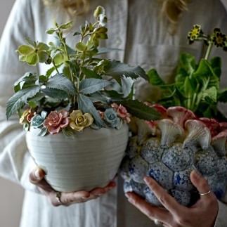 Cache-pot céramique bordure fleurs Bloomingville EANNA