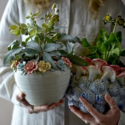 Cache-pot céramique bordure fleurs Bloomingville EANNA
