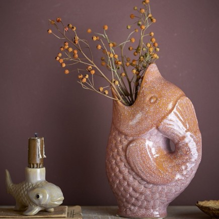 Vase poisson gres marron Bloomingville Harvey