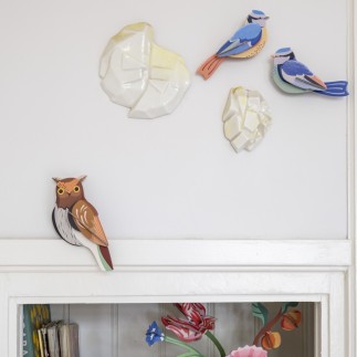 oiseaux carton decoration murale mesange bleu studio roof blue tits
