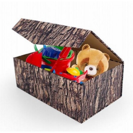 Coffre rangement jouets carton pliable woodblock kikkerland L