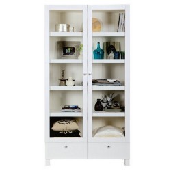 Vaisselier vitrine blanc bois massif schap woood