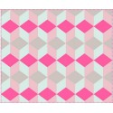 Plaid déco rose motifs géométriques present time block
