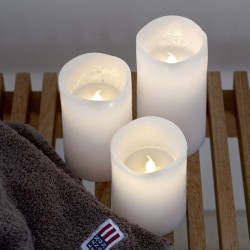 Set of 3 Wax Battery Operated LED Candles timer tenna sirius white