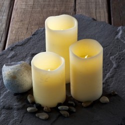 Set of 3 Wax Battery Operated LED Candles timer tenna sirius creme