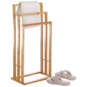 Porte-serviettes sur pied en bois de bambou 