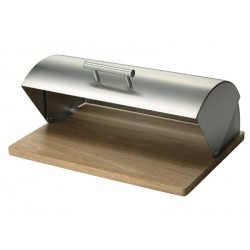 Zeller 20475 Bread Bin, Natural Rubberwood and Stainless Steel