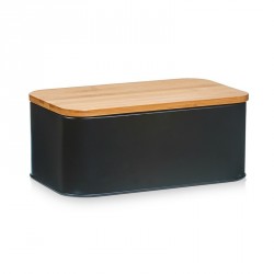 Zeller 25372 Bread Bin, bamboo and metal matt black