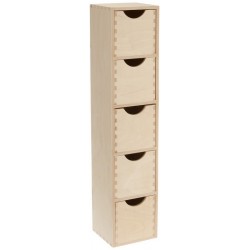 Mini colonne bloc rangement 5 tiroirs bois brut zeller
