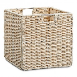 Panier carre pliable en feuilles de mais beige zeller 17983