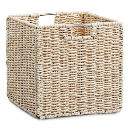 Panier carré pliable en feuilles de maïs beige zeller 34 x 32 x 32