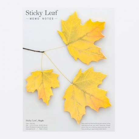 Bloc-notes poétique feuilles d'érable jaune sticky leaf appree