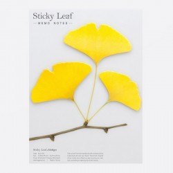 Appree Sticky Leaf Memo, Ginkgo Yellow 3 Leaf Set