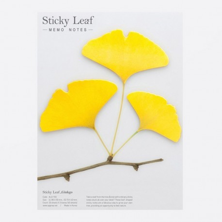 Sticky Leaf haftnotizen von Appree Motiv: GINKGO, Größe L, Farbe: gelb